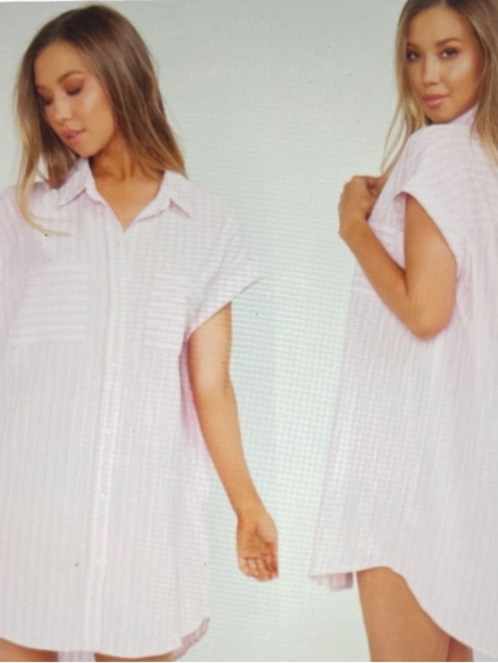SHOW ME YOUR MUMU Women's Martin Shirt Dress in Blush White Stripe Medium